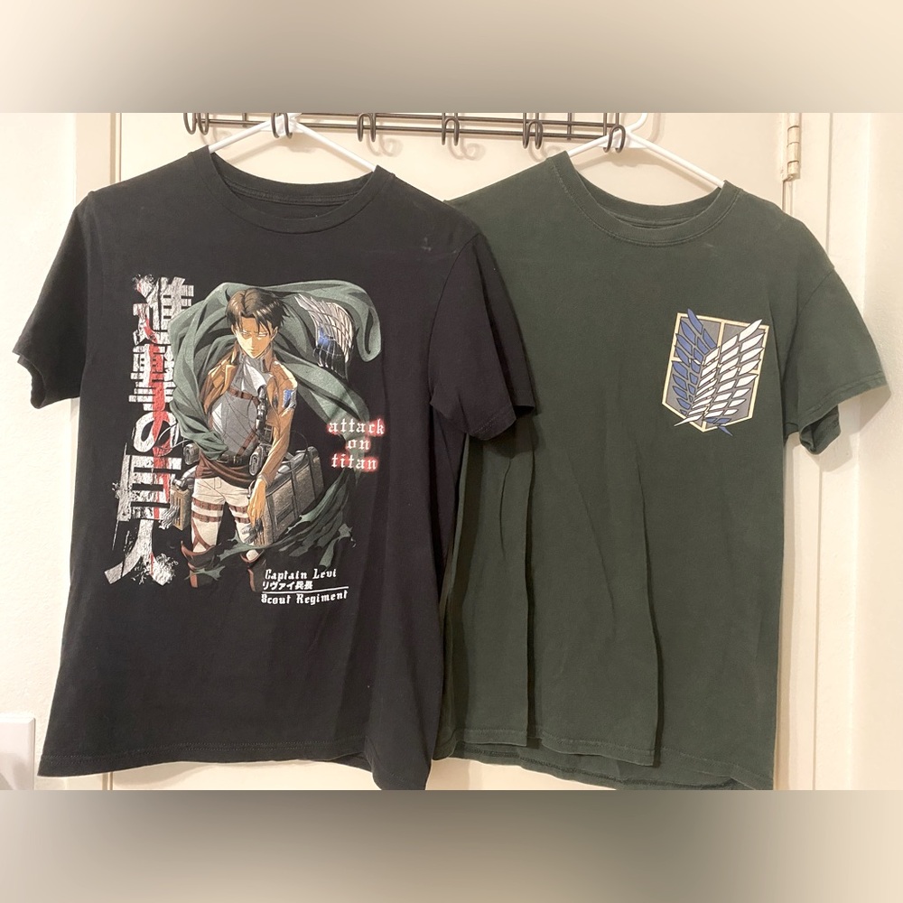 2 Attack on Titan Graphic Tees | Wings of Freedom & Levi Ackerman | Men’s Small